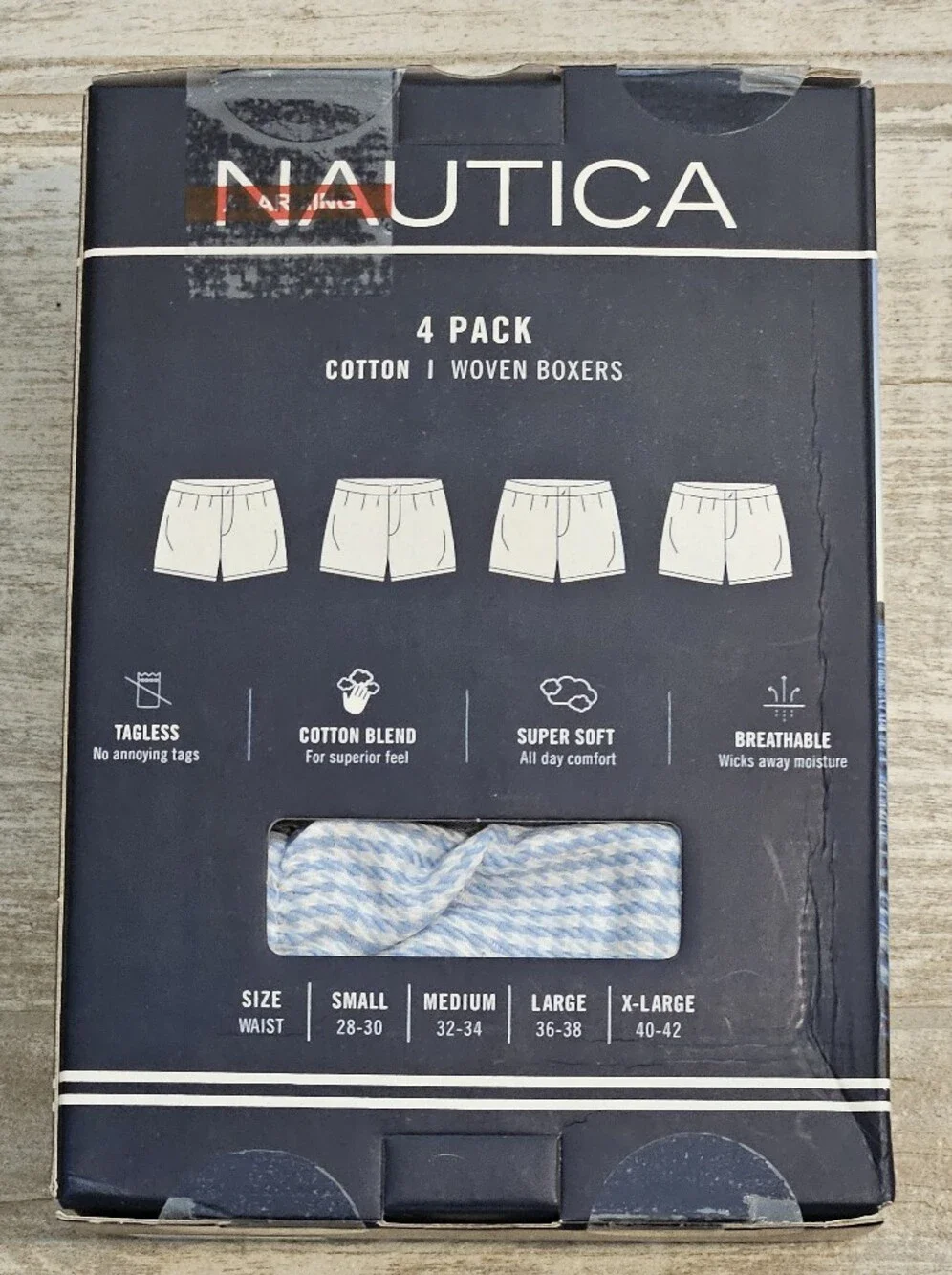 4 Pk Nautica Cotton Woven Boxers